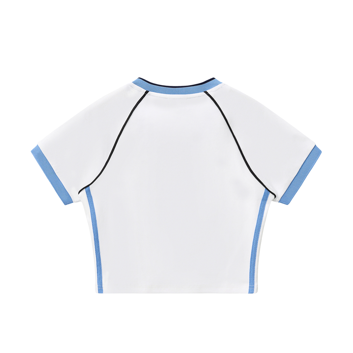 Women's Statement Contrast Trim V-Neck Crop T-Shirt