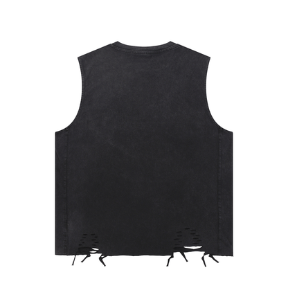 Unisex Snow Washed Raw-Hem Tank Top