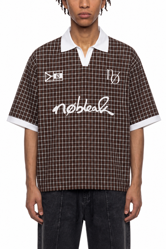 Unisex Boxy Plaid Color Block Polo Shirt