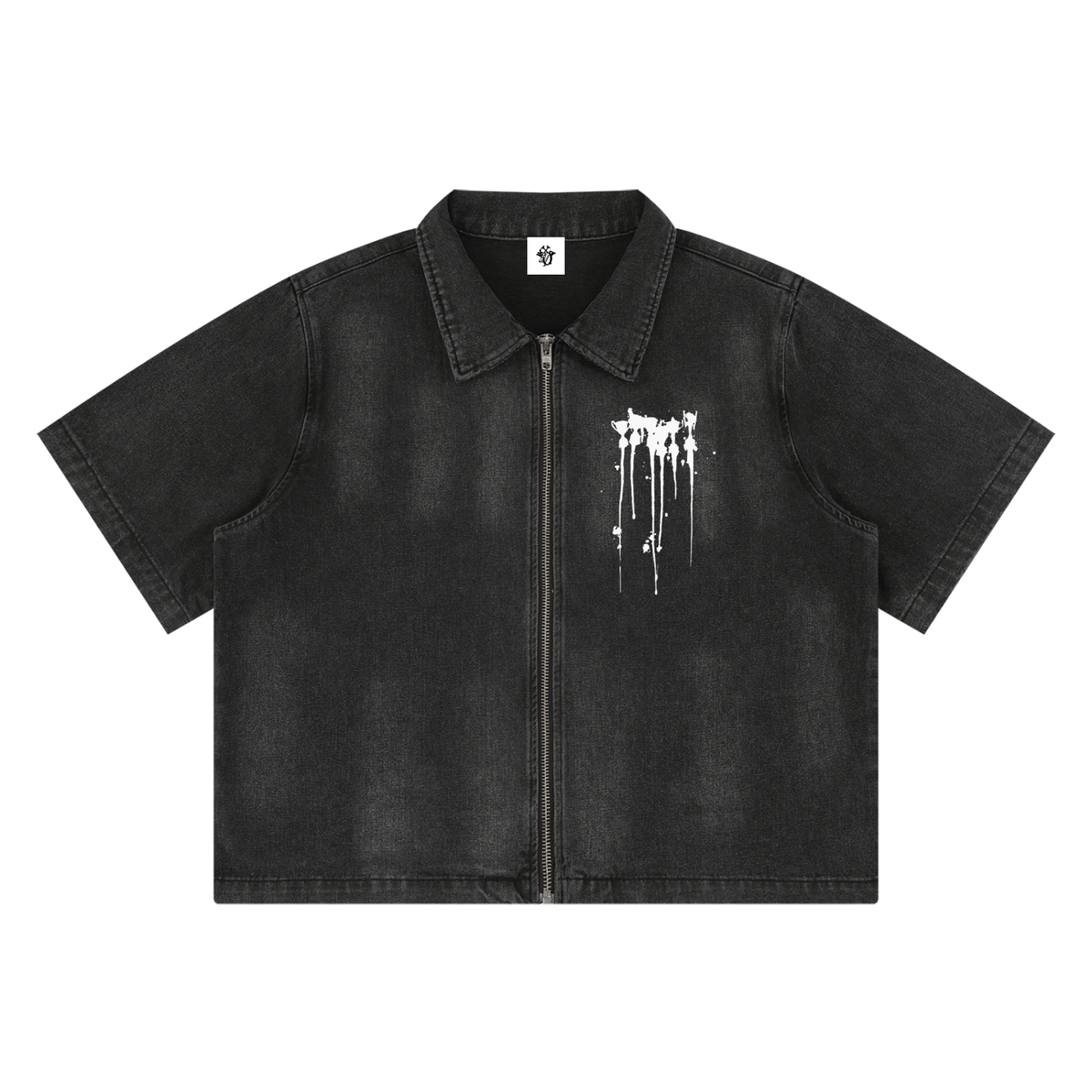 Unisex Vintage Washed Full-Zip Going out Denim Shirt