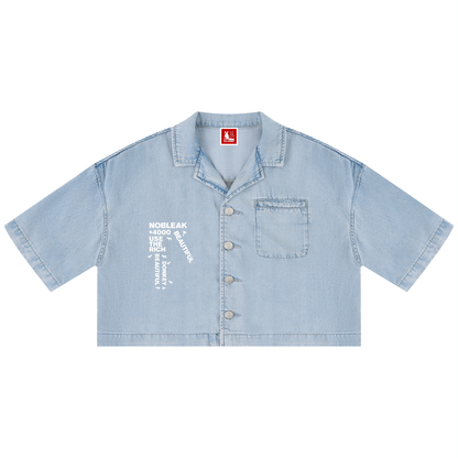 Women's Going out Vintage Wash Boxy Cropped Shirt