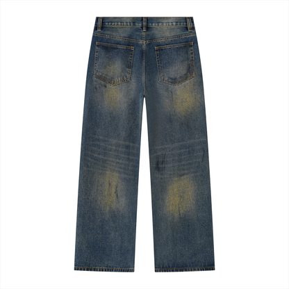 Men's Street Vintage Wash Wide Leg Denim Jeans