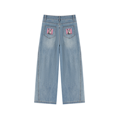 Women’s Vintage Wash High Rise Wide Leg Street Jeans