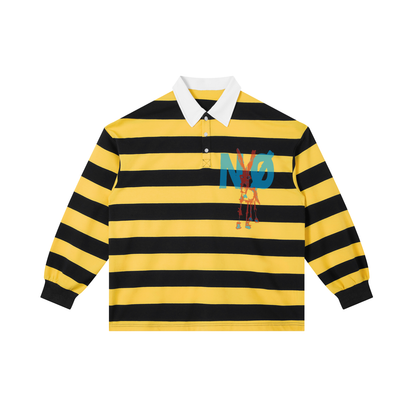 Unisex Color Block Stripe street Polo Shirt