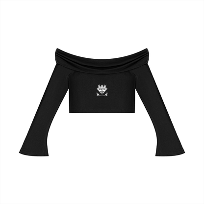 Women's Off-the-Shoulder Bell Sleeve Crop T-Shirt