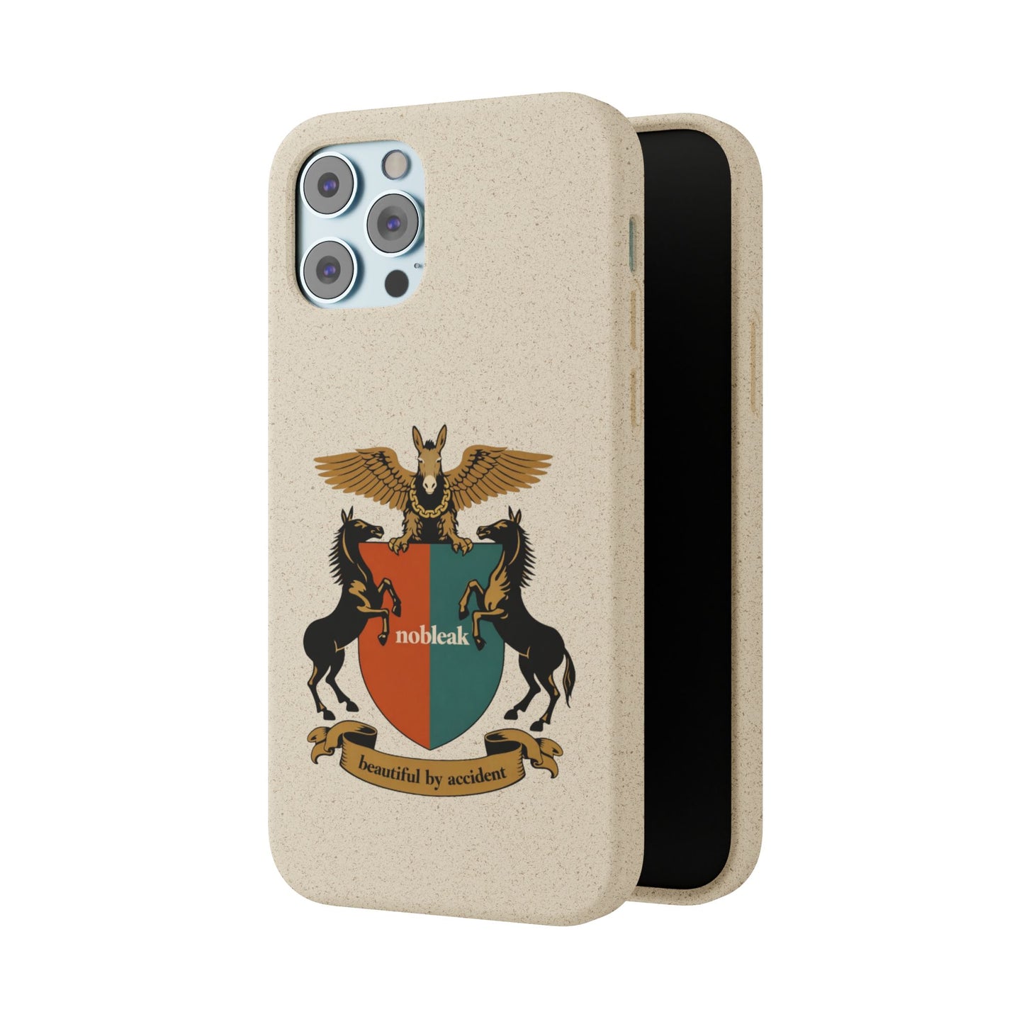 Biodegradable Phone Case — Vintage Coat of Arms Crest ("nobleak" & "Beautified by Accident")