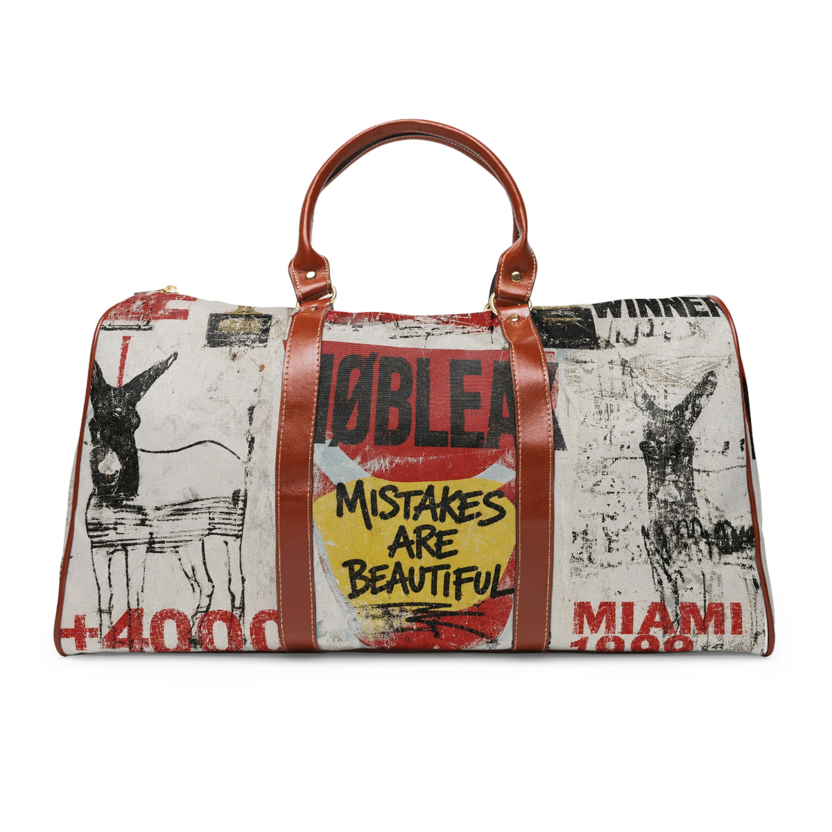 Unisex Statement Waterproof Travel Bag — 'Mistakes Are Beautiful' Duffle