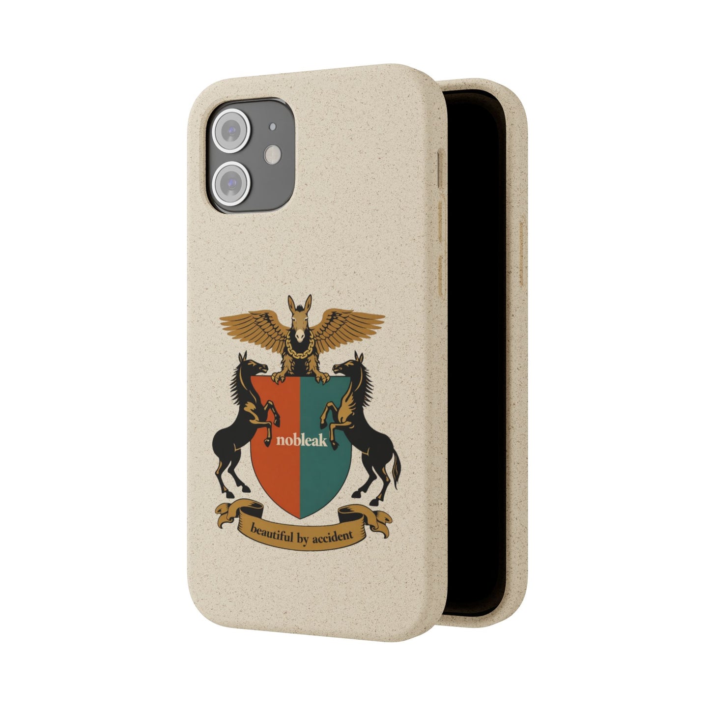 Biodegradable Phone Case — Vintage Coat of Arms Crest ("nobleak" & "Beautified by Accident")