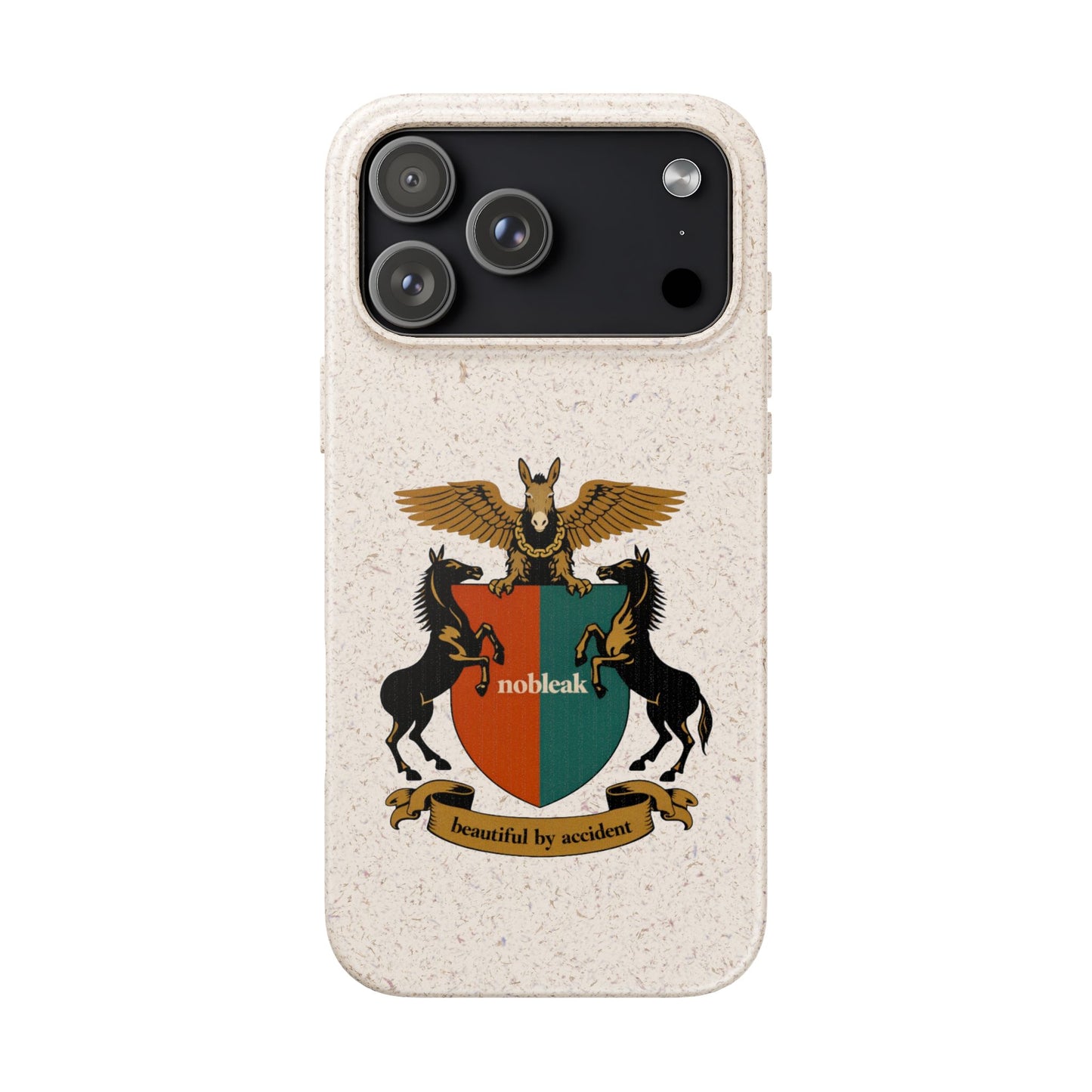 Biodegradable Phone Case — Vintage Coat of Arms Crest ("nobleak" & "Beautified by Accident")