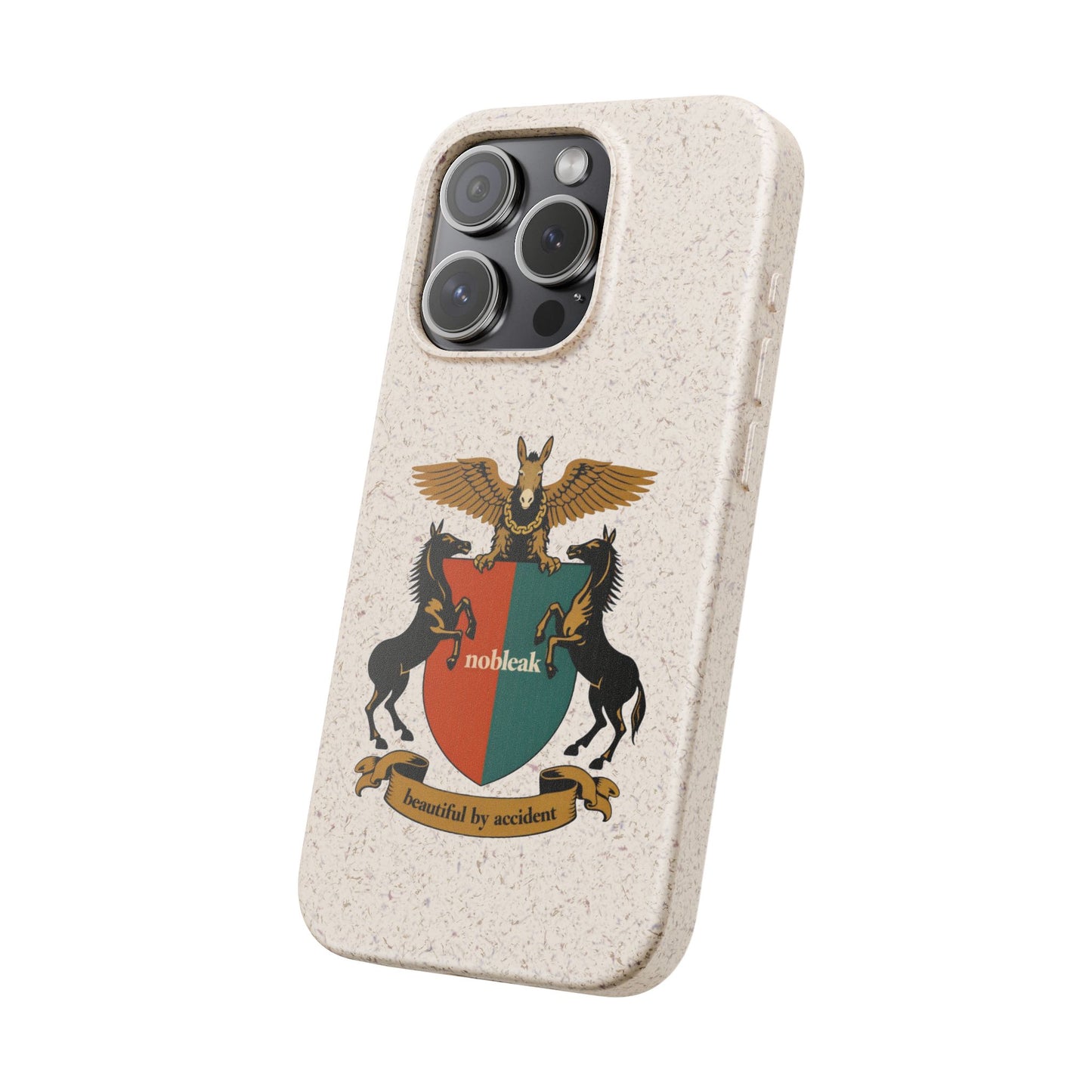 Biodegradable Phone Case — Vintage Coat of Arms Crest ("nobleak" & "Beautified by Accident")