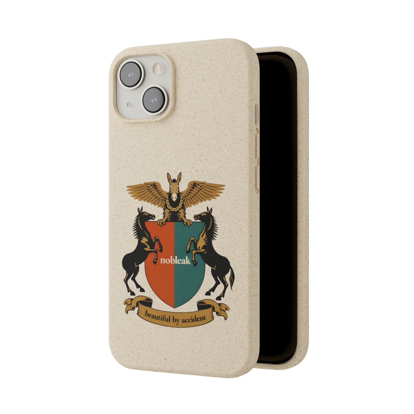 Biodegradable Phone Case — Vintage Coat of Arms Crest ("nobleak" & "Beautified by Accident")