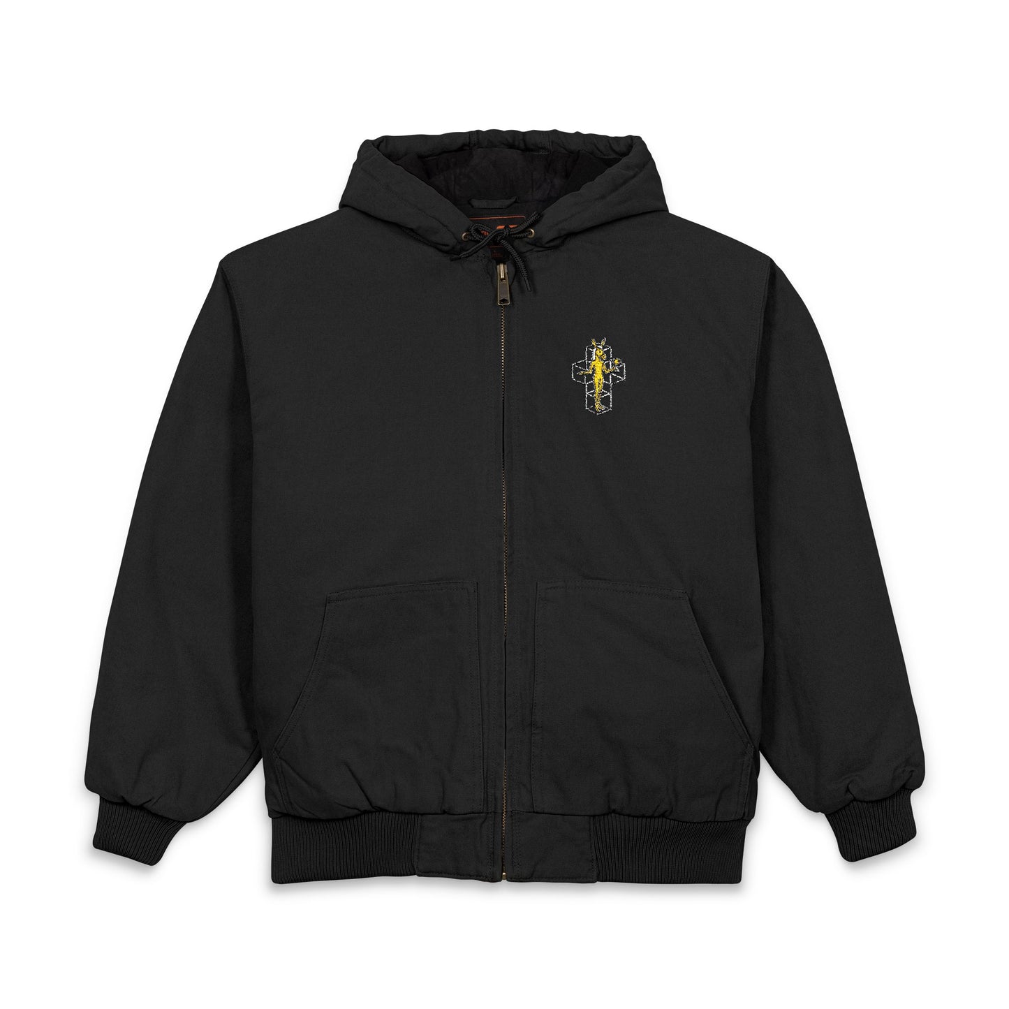 Embroidered Black Duck Cloth Hooded Work Jacket – Small Chest Crest