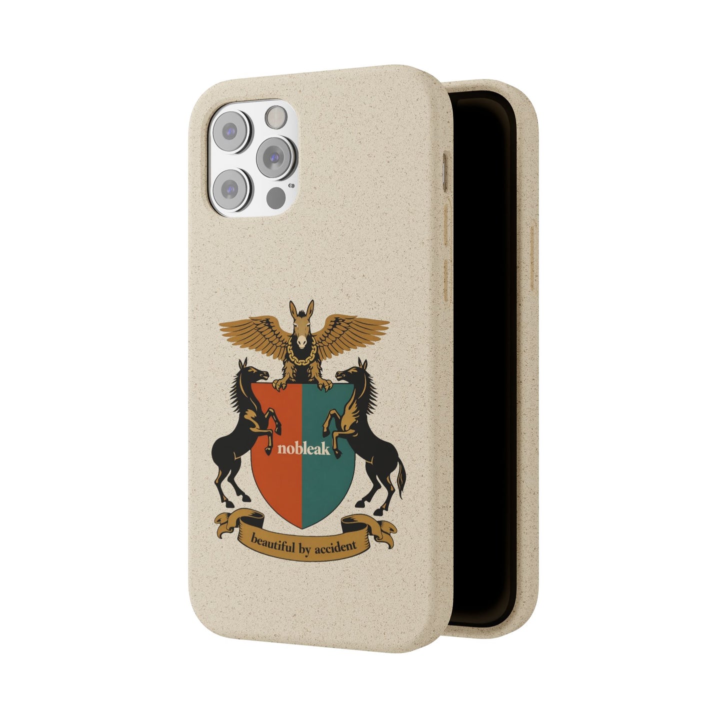 Biodegradable Phone Case — Vintage Coat of Arms Crest ("nobleak" & "Beautified by Accident")