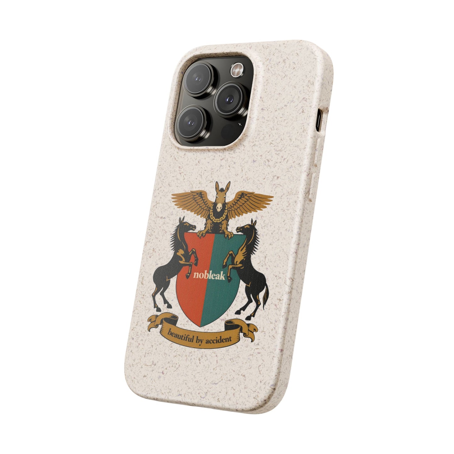 Biodegradable Phone Case — Vintage Coat of Arms Crest ("nobleak" & "Beautified by Accident")