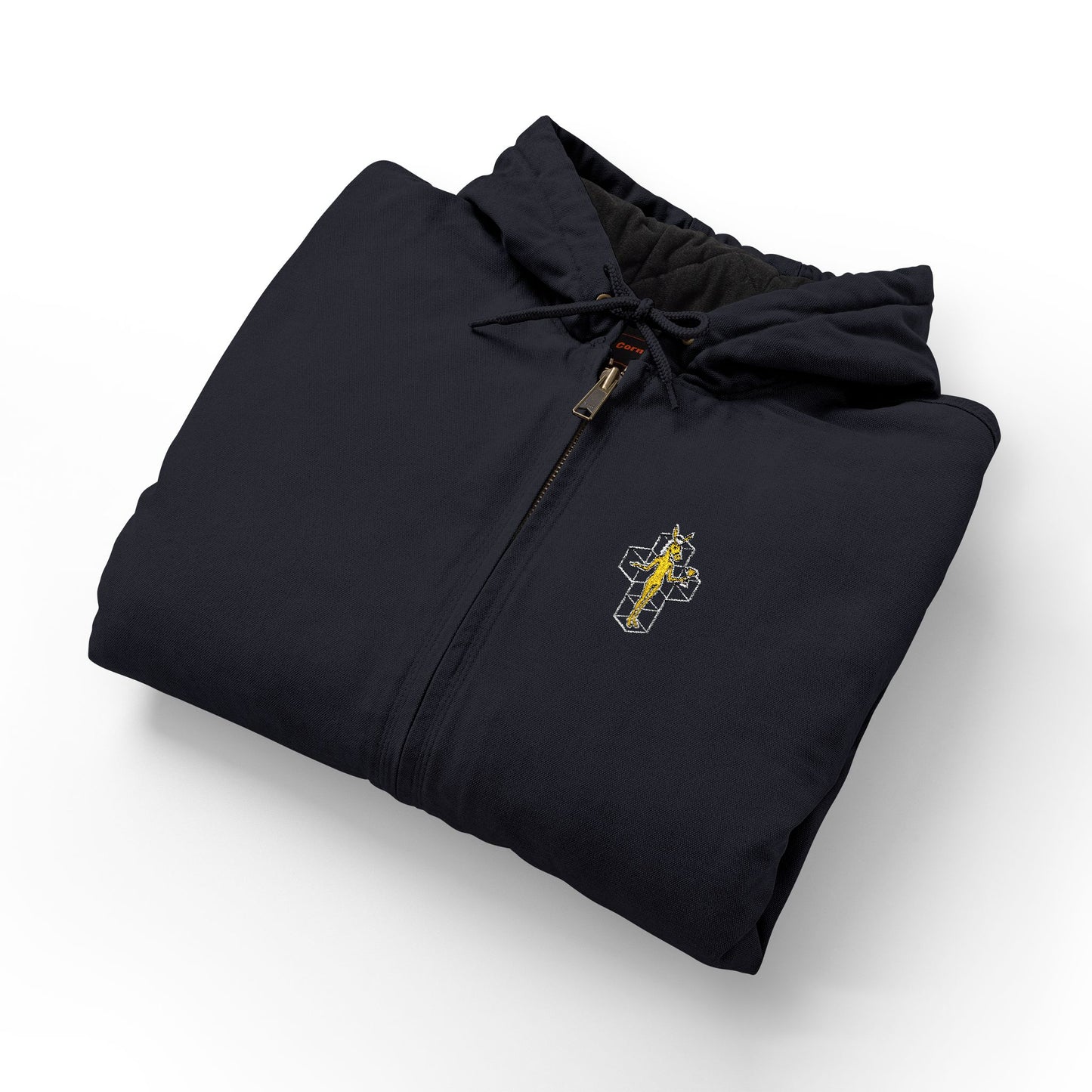 Embroidered Black Duck Cloth Hooded Work Jacket – Small Chest Crest