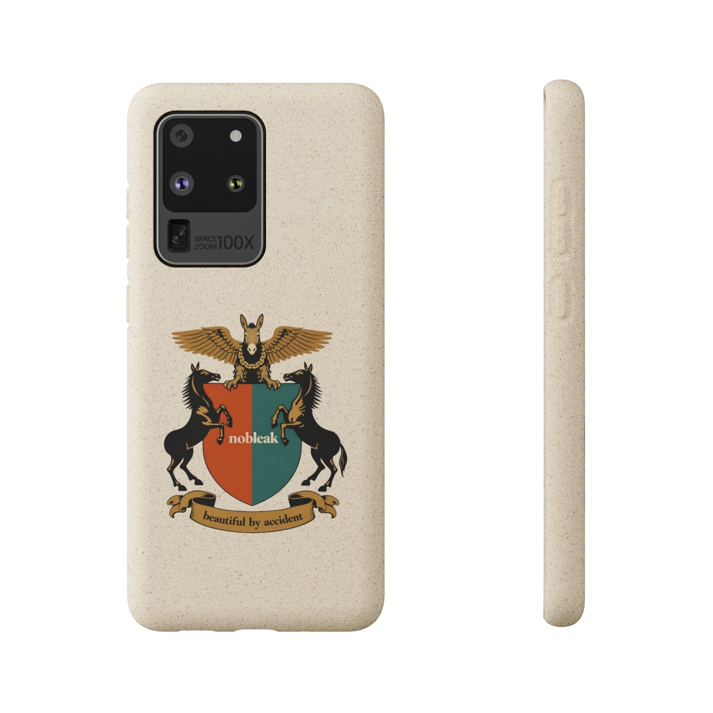 Biodegradable Phone Case — Vintage Coat of Arms Crest ("nobleak" & "Beautified by Accident")
