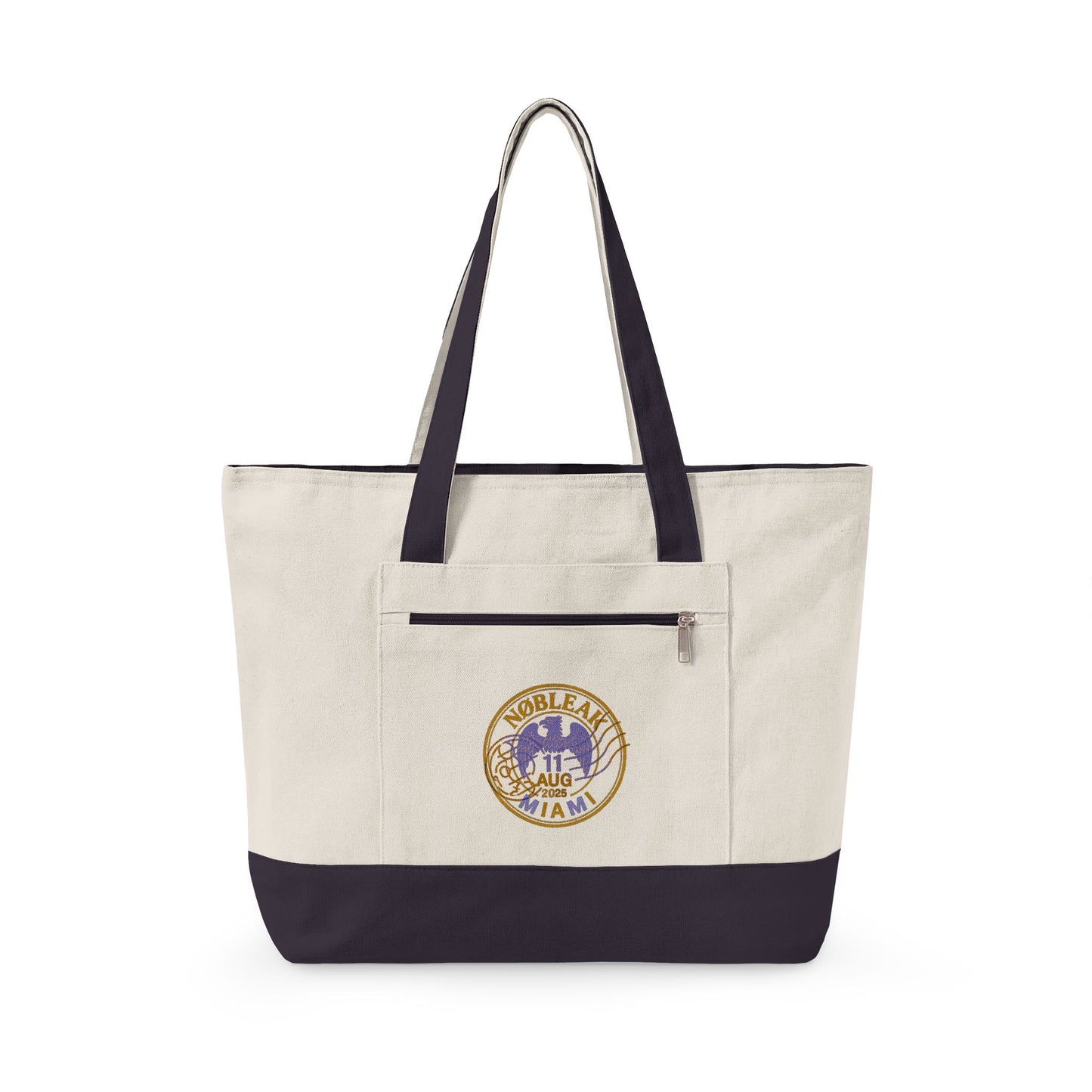 Zippered Canvas Tote — Vintage State Seal Emblem Eco Tote Bag