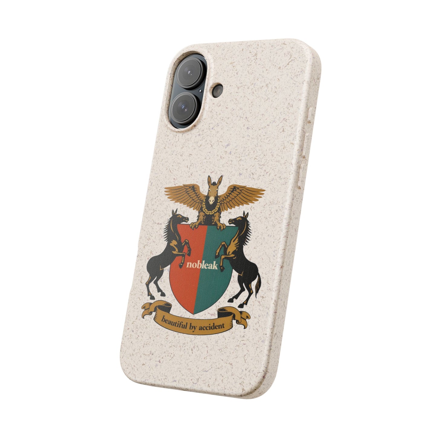 Biodegradable Phone Case — Vintage Coat of Arms Crest ("nobleak" & "Beautified by Accident")