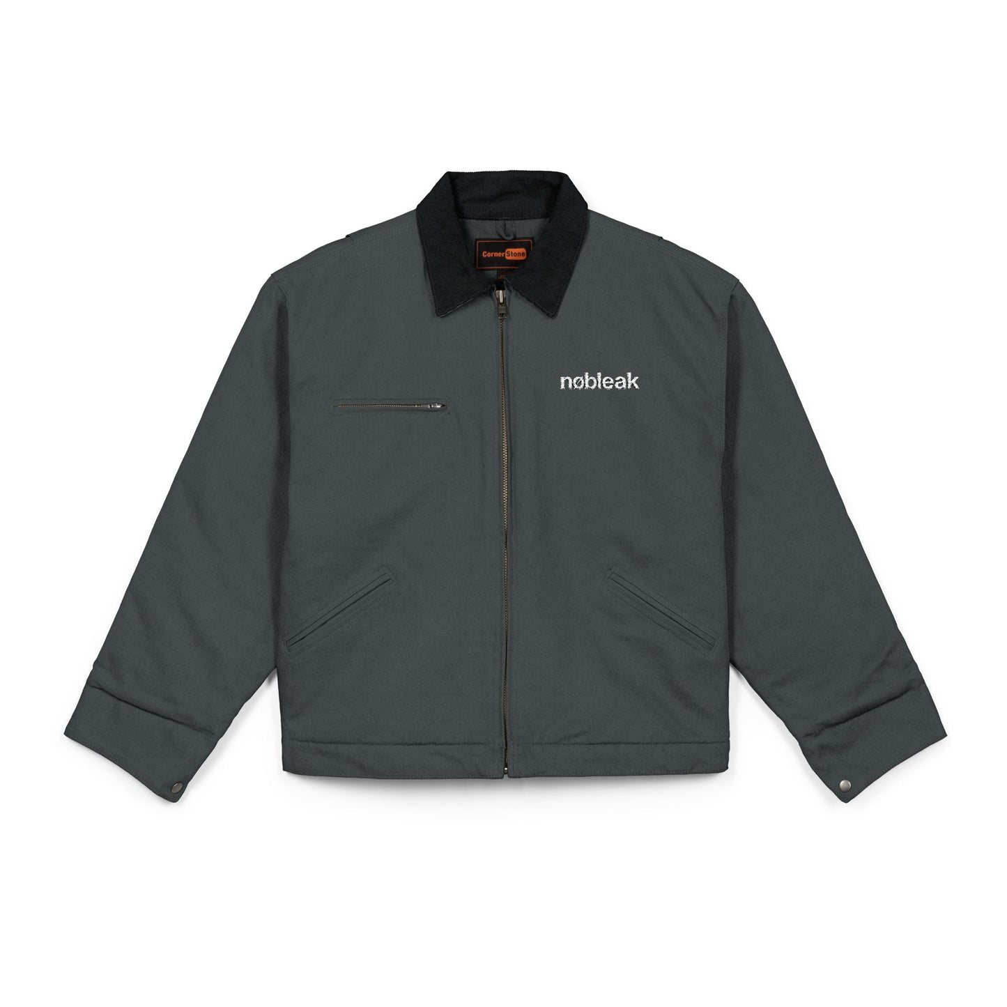 Embroidered Duck Cloth Work Jacket — Durable Black Utility Jacket