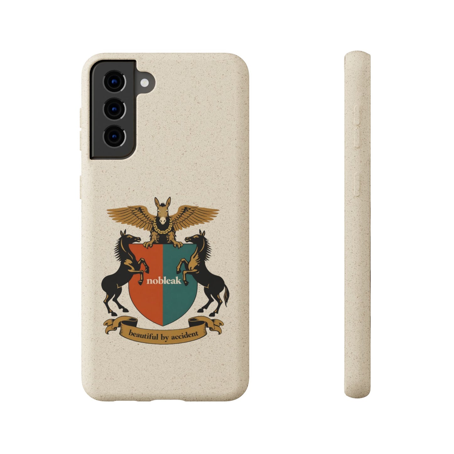 Biodegradable Phone Case — Vintage Coat of Arms Crest ("nobleak" & "Beautified by Accident")