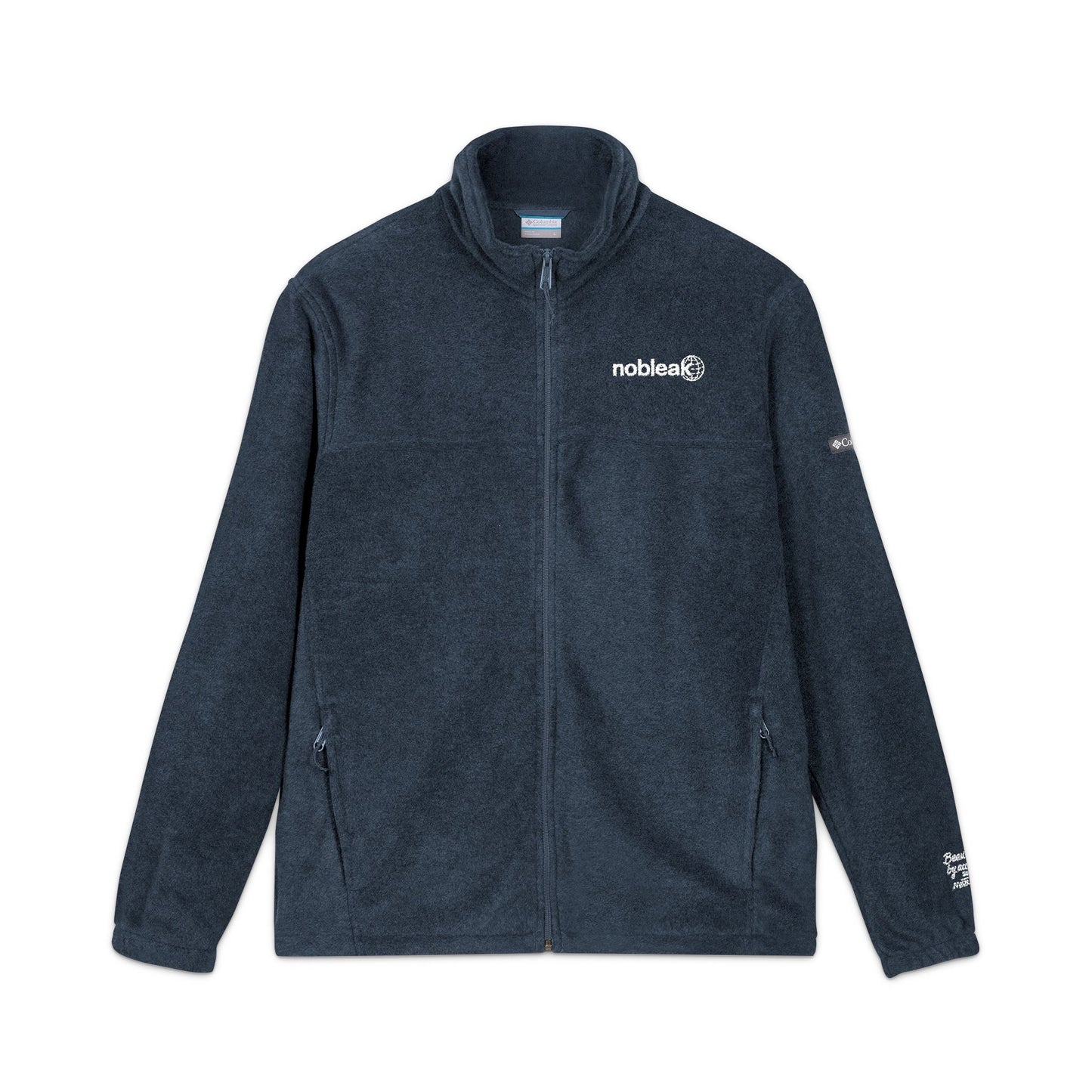 Embroidered Black Fleece Jacket — Graphic Chest & Sleeve Design