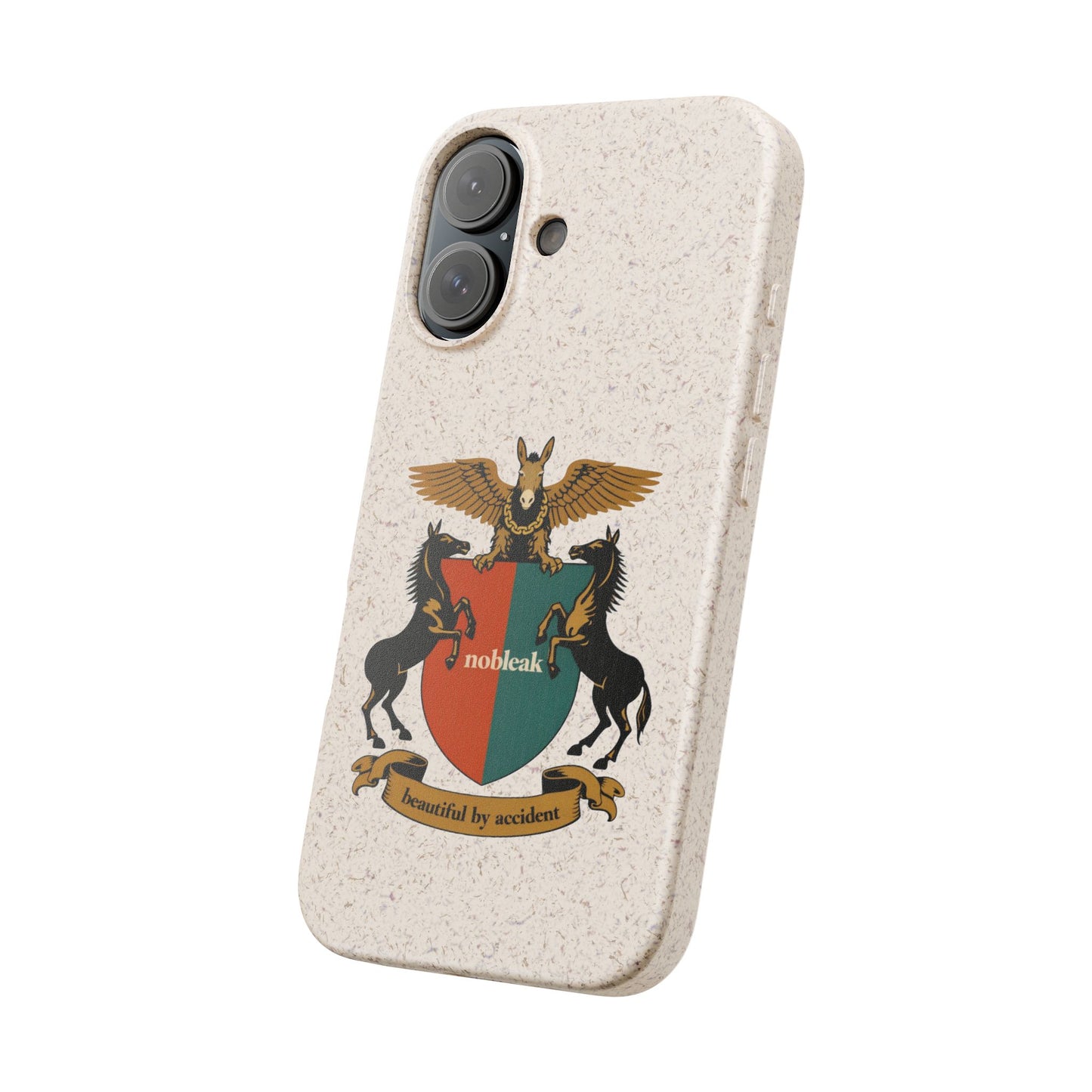 Biodegradable Phone Case — Vintage Coat of Arms Crest ("nobleak" & "Beautified by Accident")