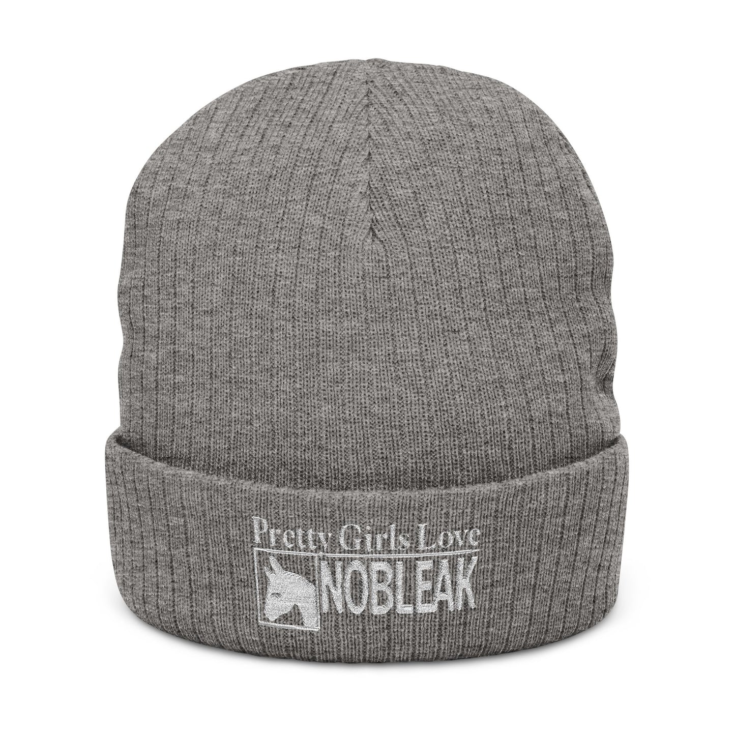 Embroidered 'Pretty Girls Love NOBLEAK' Ribbed Knit Beanie