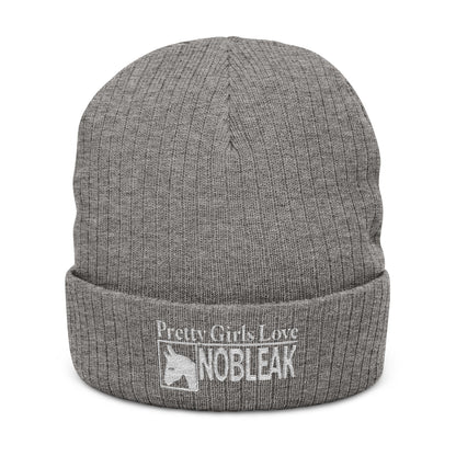 Embroidered 'Pretty Girls Love NOBLEAK' Ribbed Knit Beanie