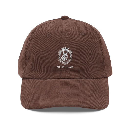 Vintage Corduroy Embroidered Cap — 'Nobleak' Crest Dad Hat