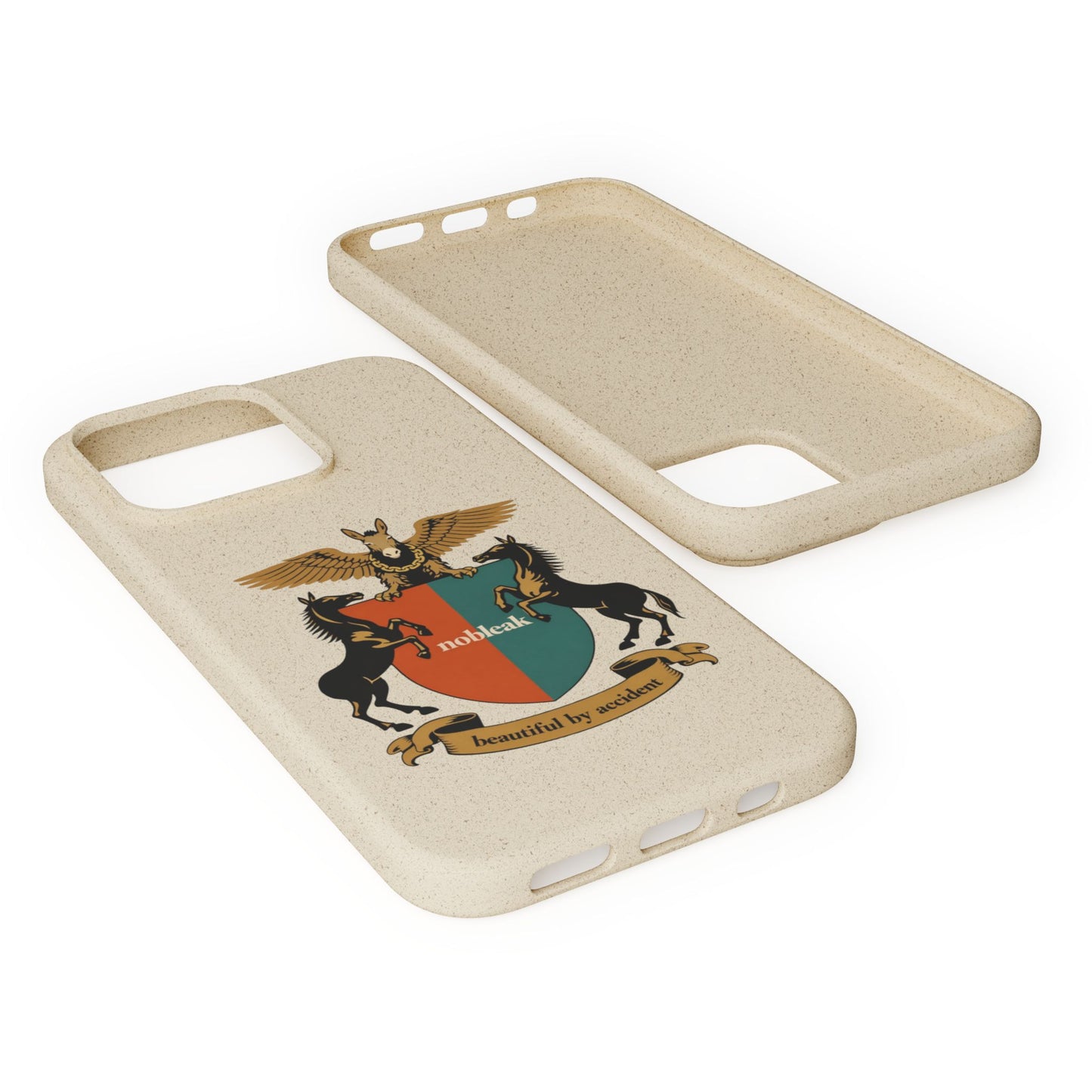 Biodegradable Phone Case — Vintage Coat of Arms Crest ("nobleak" & "Beautified by Accident")