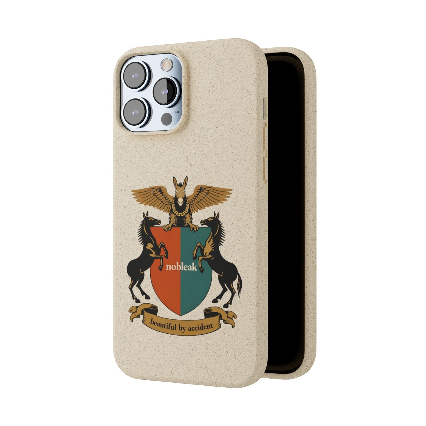 Biodegradable Phone Case — Vintage Coat of Arms Crest ("nobleak" & "Beautified by Accident")