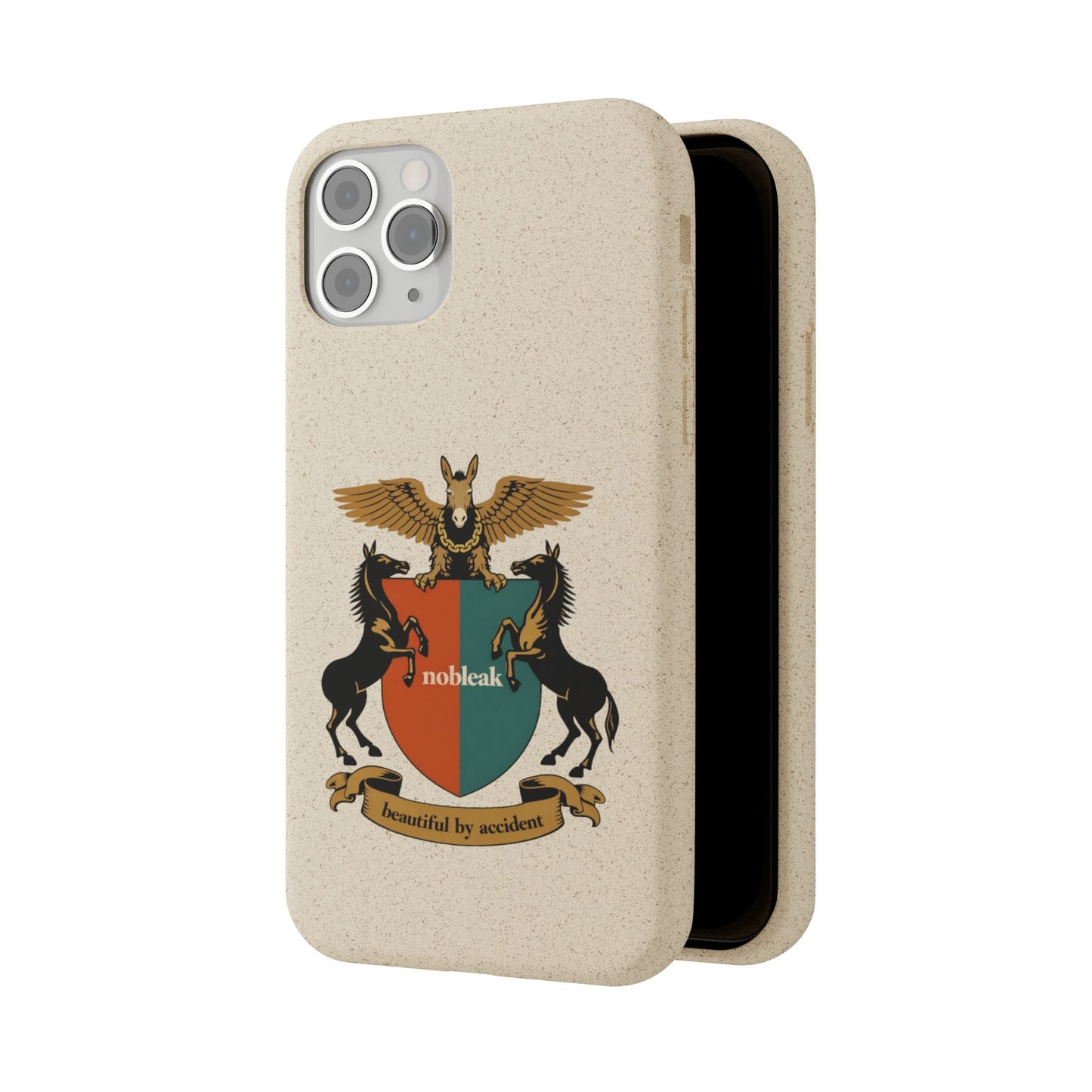 Biodegradable Phone Case — Vintage Coat of Arms Crest ("nobleak" & "Beautified by Accident")