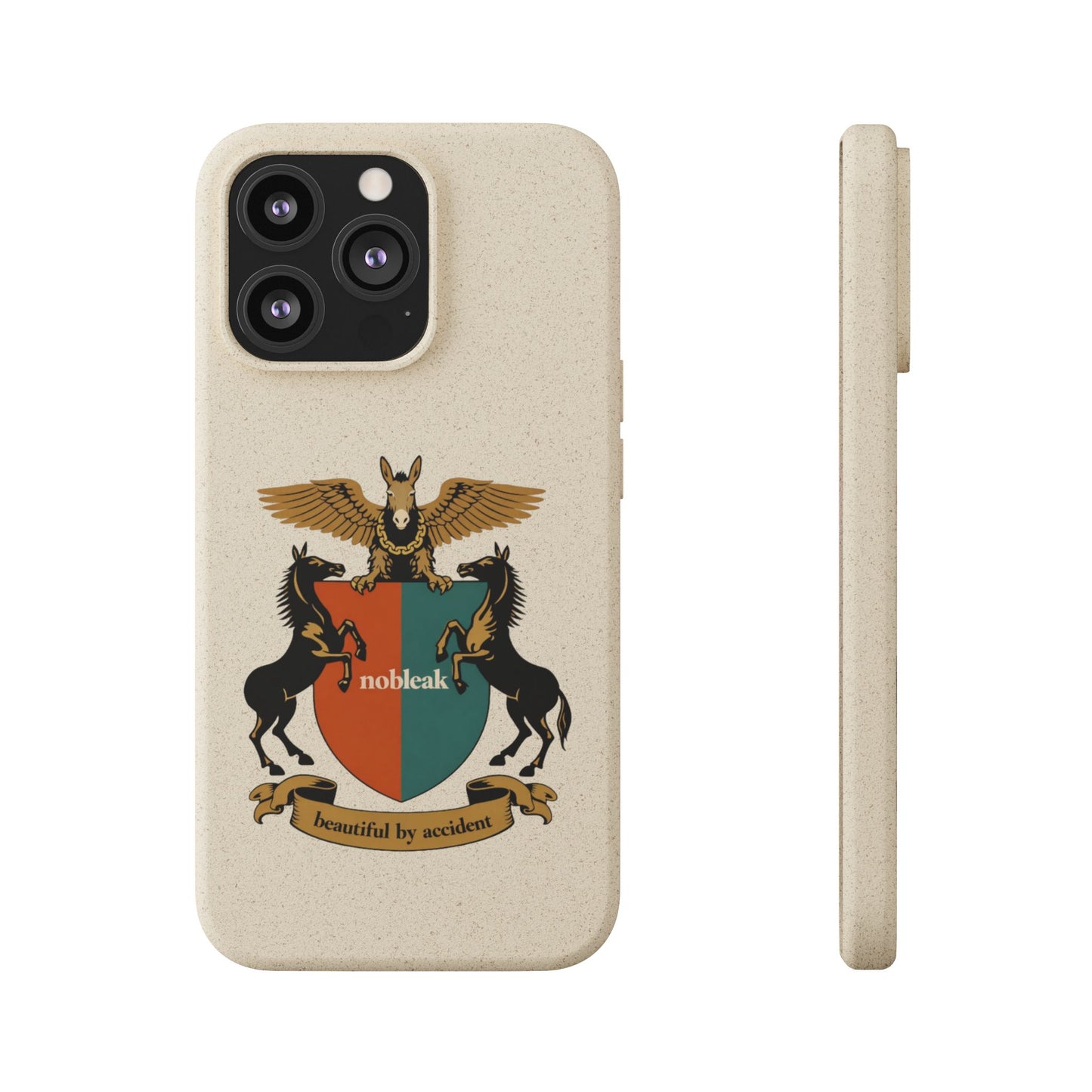 Biodegradable Phone Case — Vintage Coat of Arms Crest ("nobleak" & "Beautified by Accident")