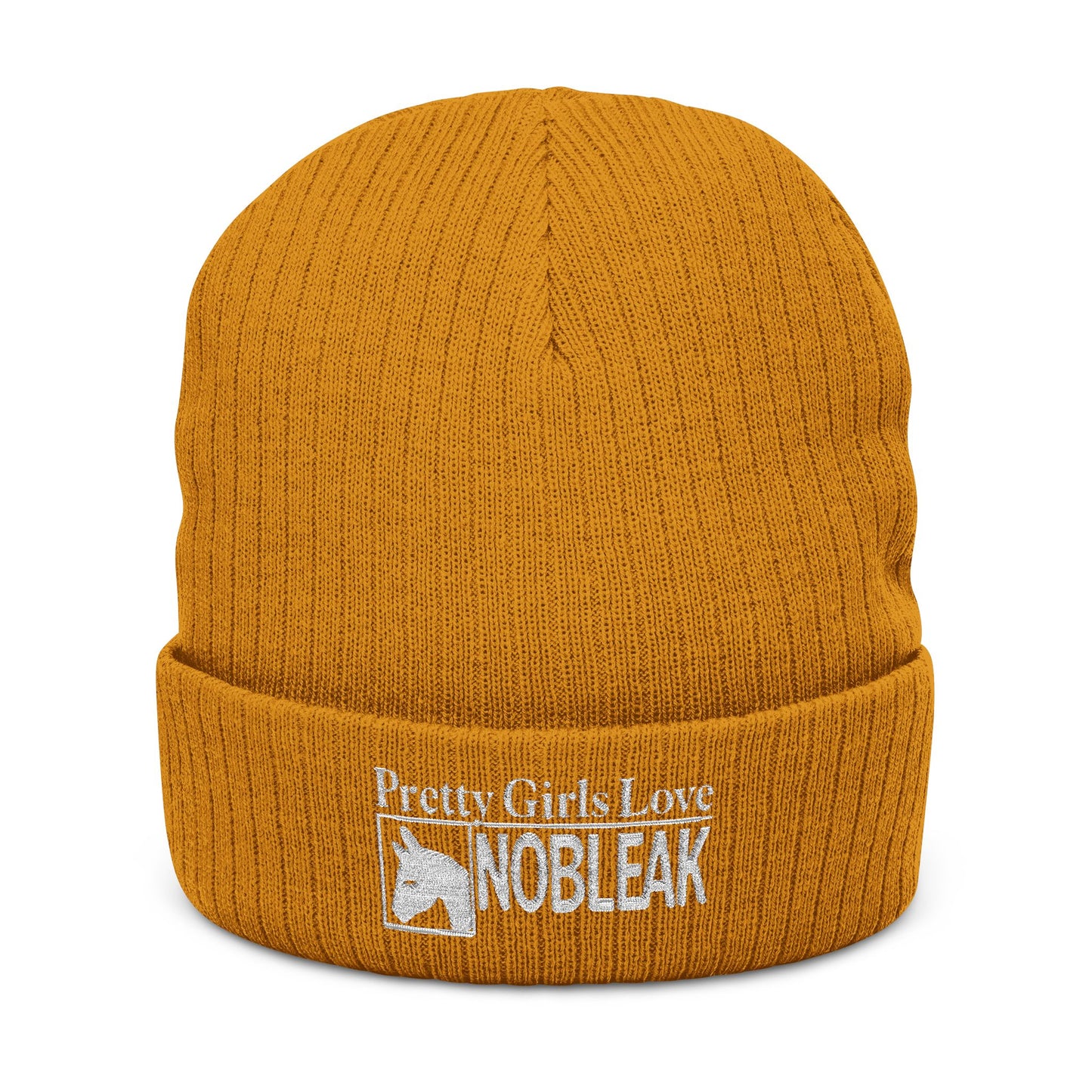 Embroidered 'Pretty Girls Love NOBLEAK' Ribbed Knit Beanie
