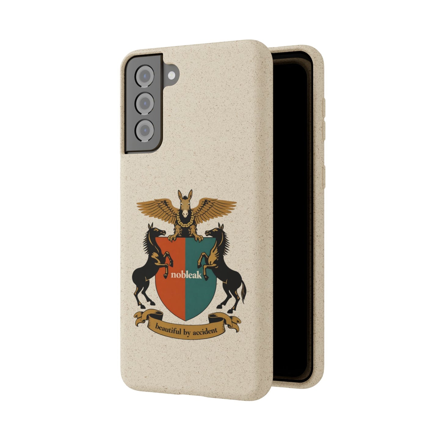 Biodegradable Phone Case — Vintage Coat of Arms Crest ("nobleak" & "Beautified by Accident")