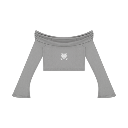 Women's Off-the-Shoulder Bell Sleeve Crop T-Shirt