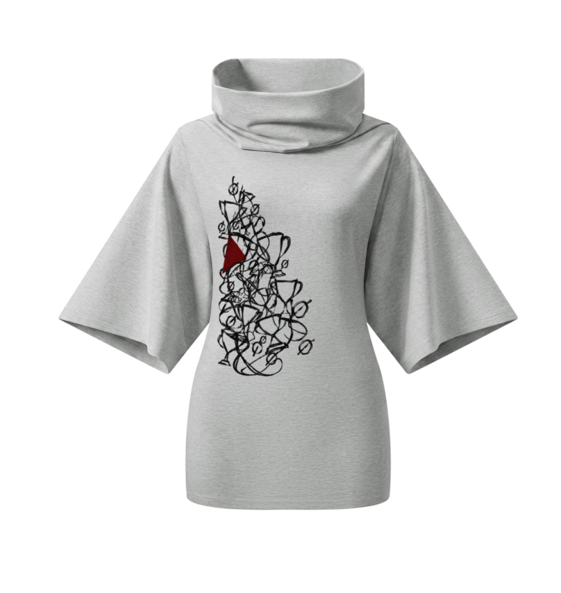 Women’s Turtleneck Batwing Statement T-Shirt
