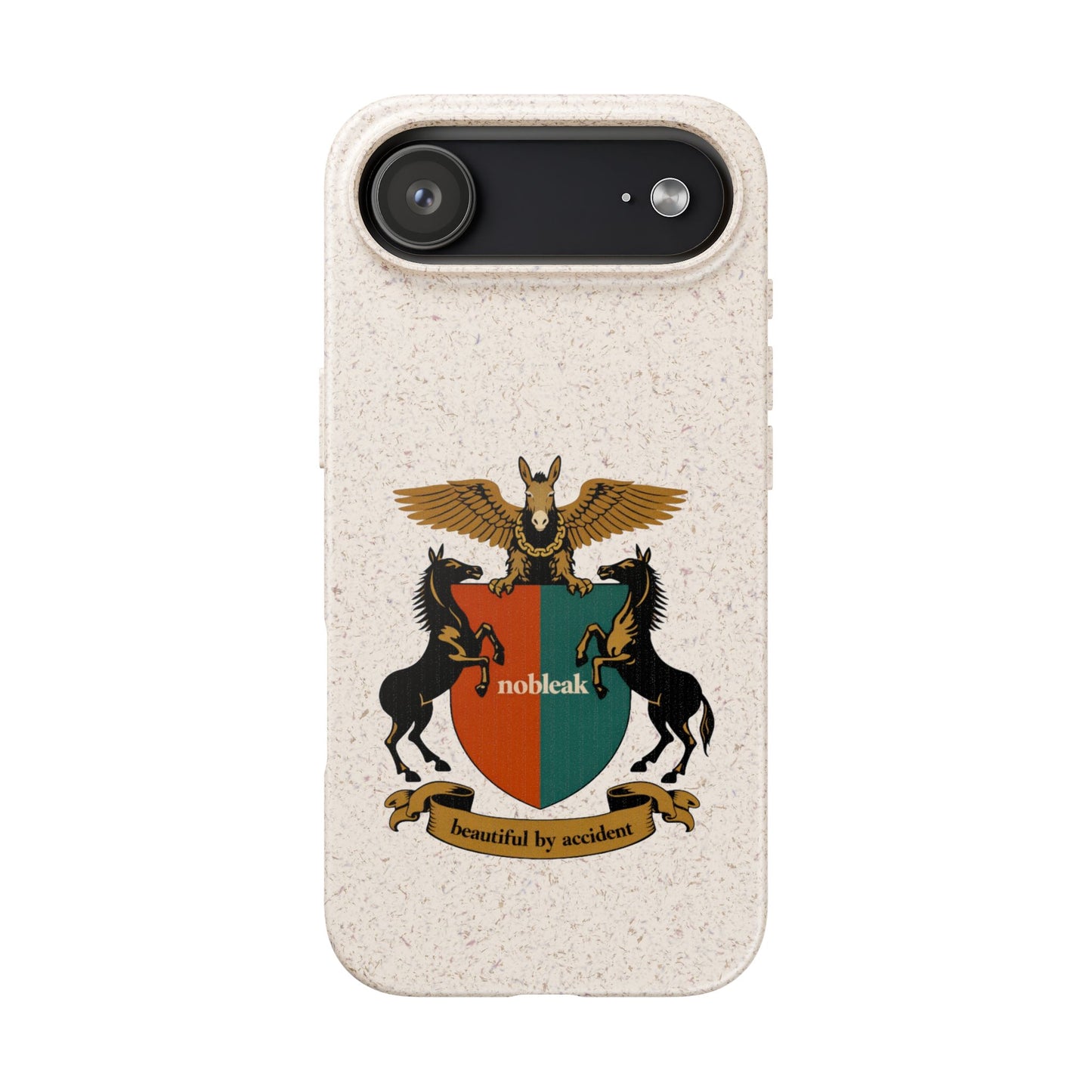 Biodegradable Phone Case — Vintage Coat of Arms Crest ("nobleak" & "Beautified by Accident")