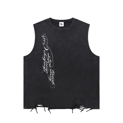 Unisex Snow Washed Raw-Hem Tank Top