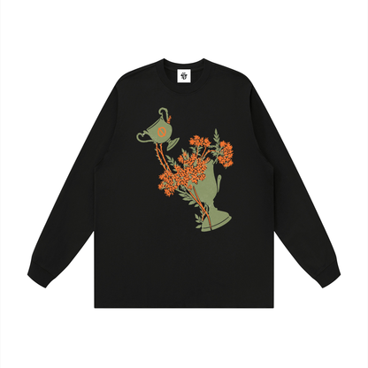 Unisex Raw Hem Long Sleeve Street T-Shirt