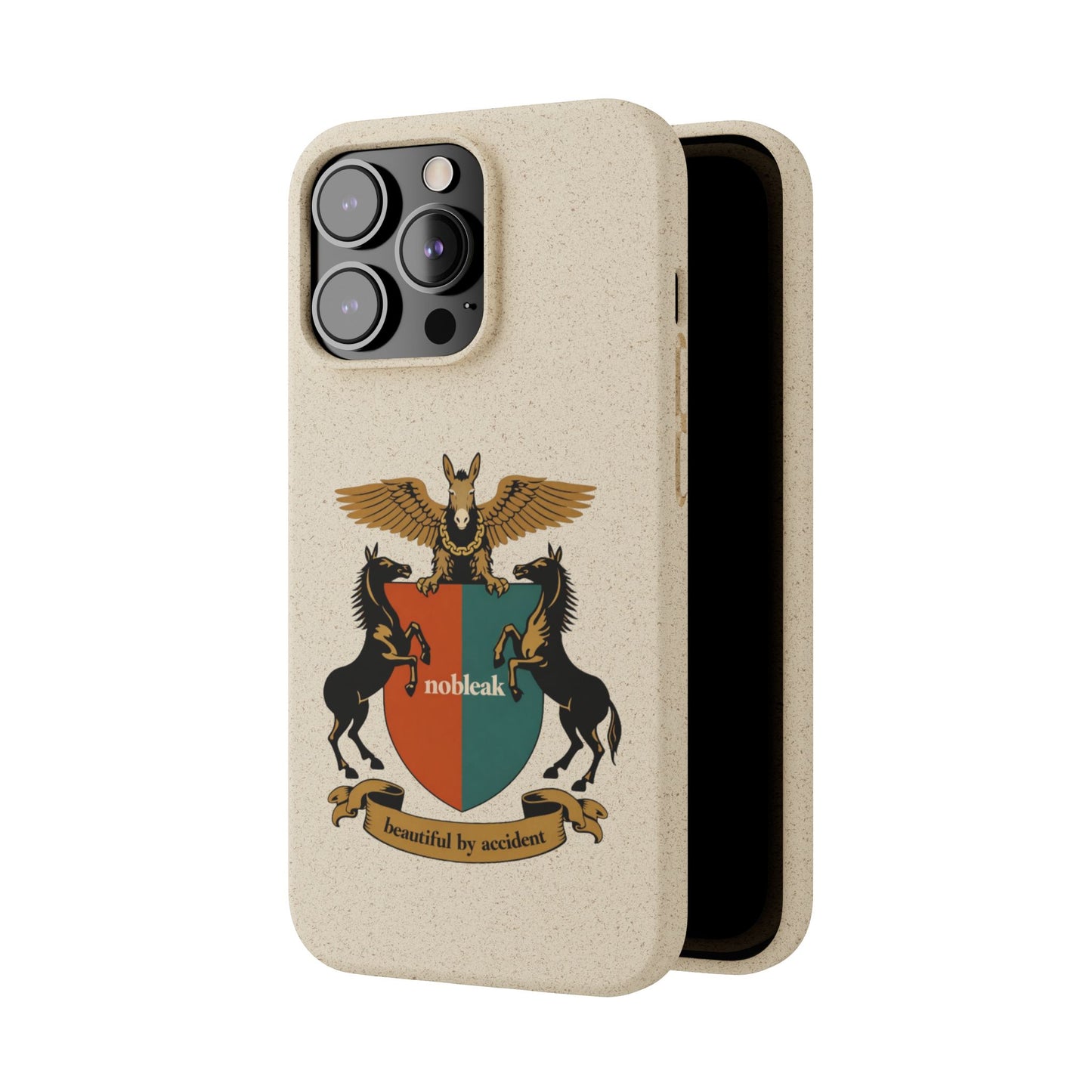 Biodegradable Phone Case — Vintage Coat of Arms Crest ("nobleak" & "Beautified by Accident")