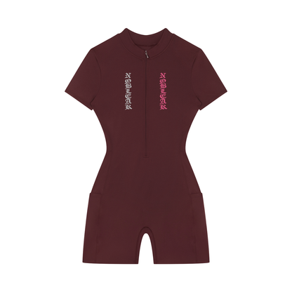 Women's Quarter-Zip Short Sleeve Romper