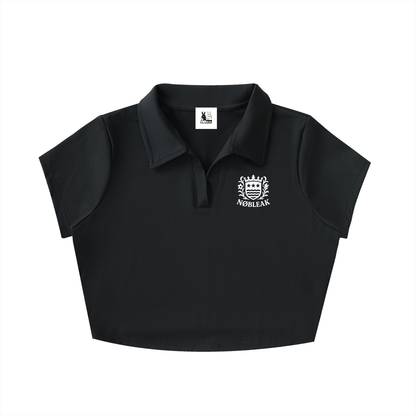 Women's V-Neck Lapel Crop Top