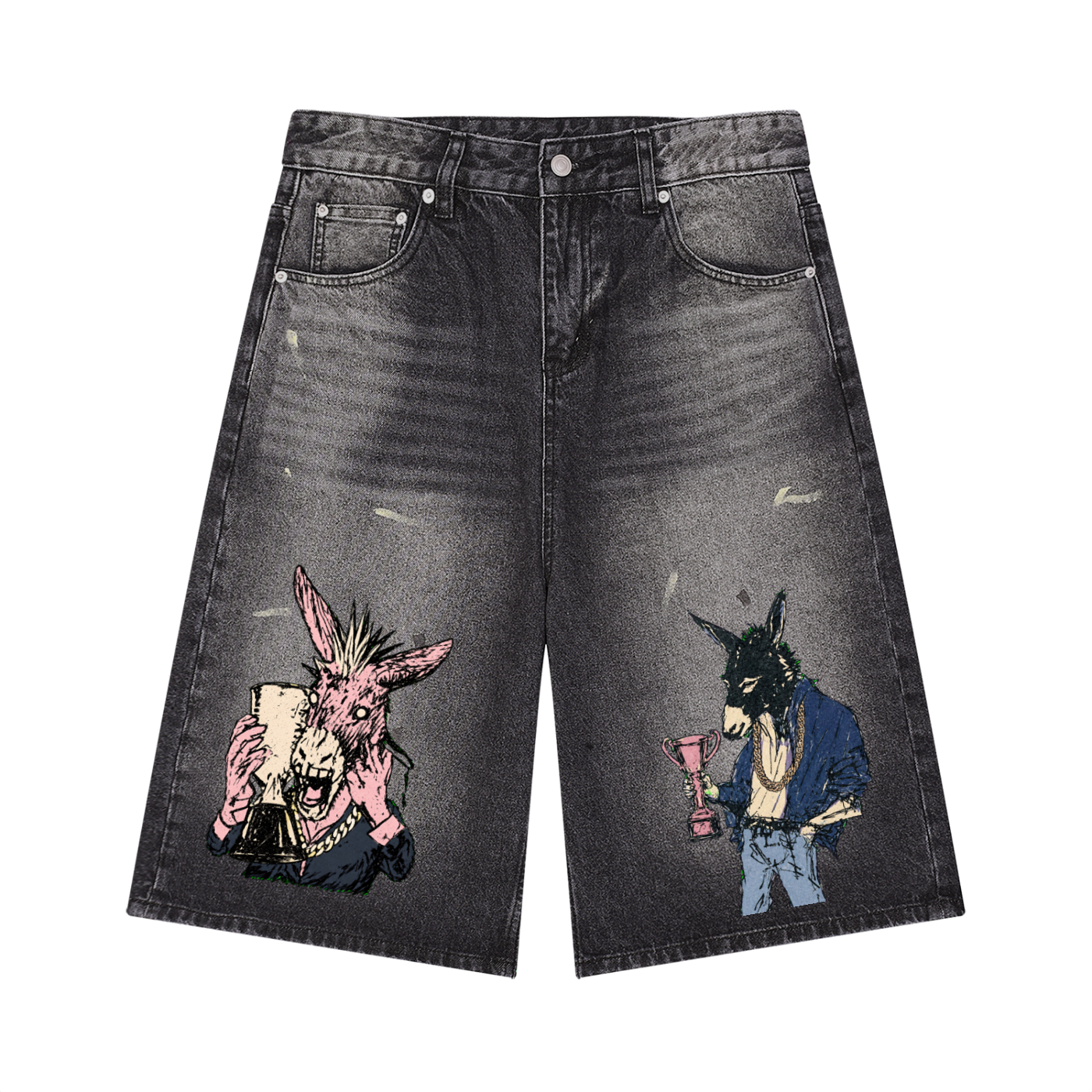 Men’s Vintage Wash Wide Leg Denim Shorts