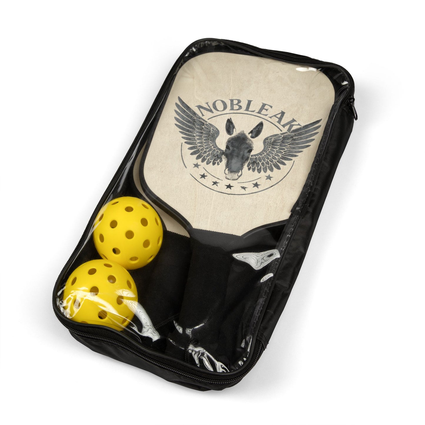 Nobleak Pickleball Paddle canvas Set — Vintage Winged Dog Logo Kit (2 Paddles + Balls)