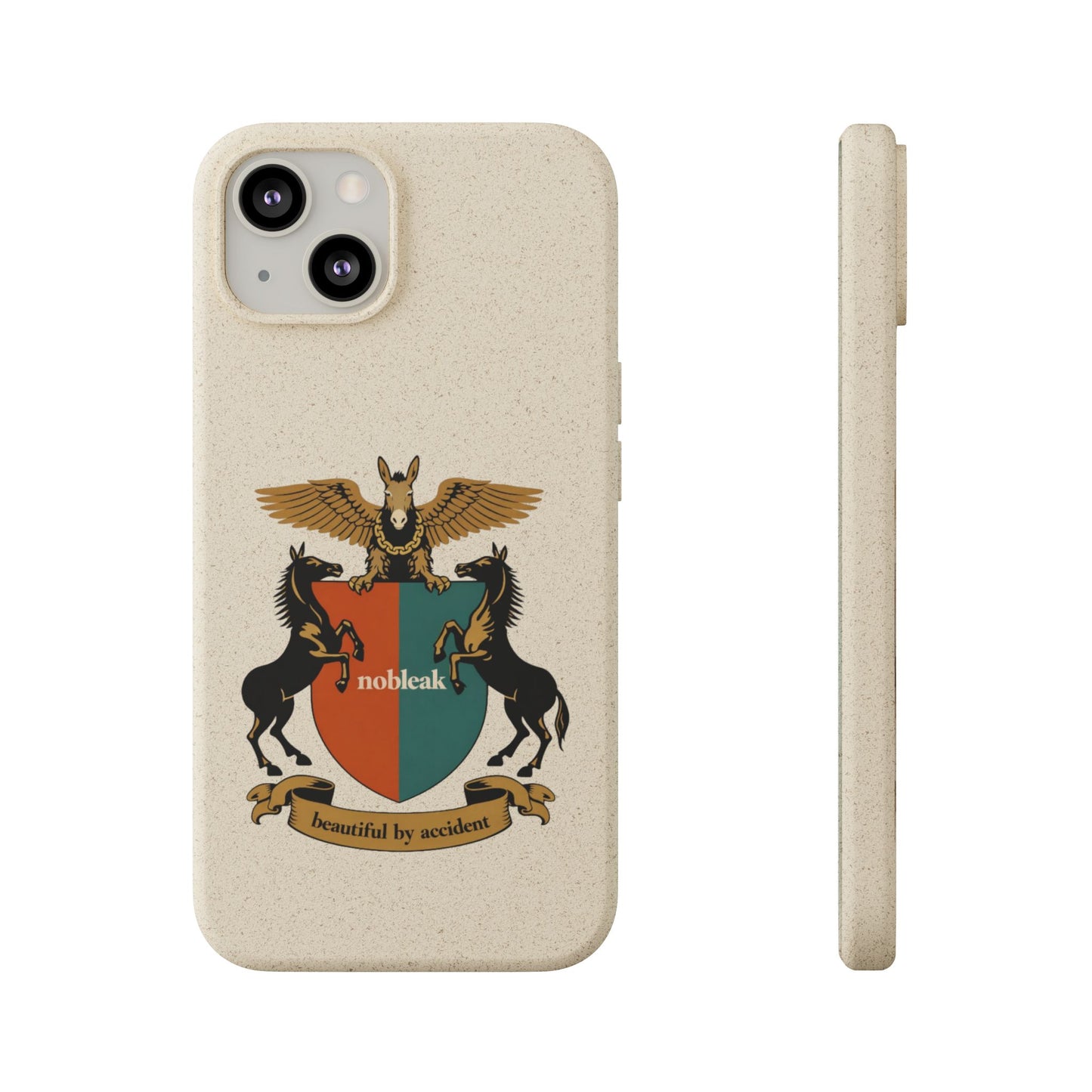Biodegradable Phone Case — Vintage Coat of Arms Crest ("nobleak" & "Beautified by Accident")