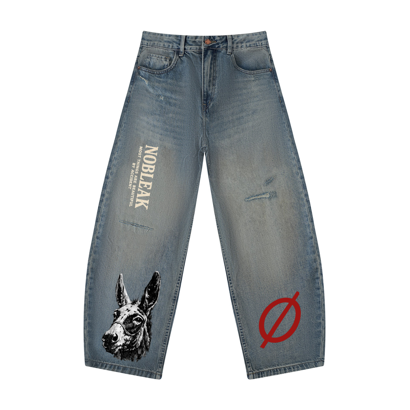 Men's Distressed Barrel Leg Jeans