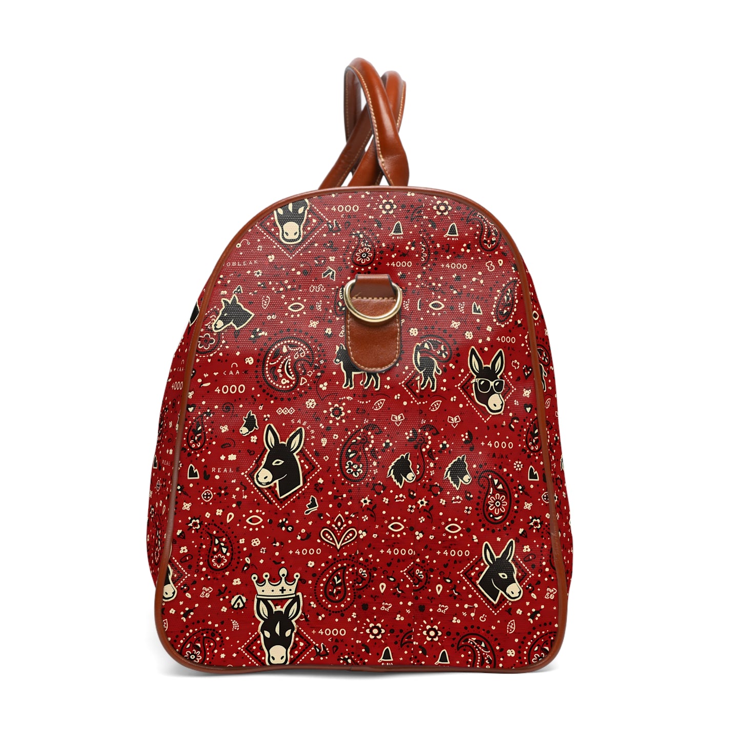 Waterproof Travel Bag — Red Bandana Pattern Weekender Duffel