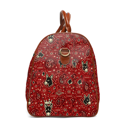 Waterproof Travel Bag — Red Bandana Pattern Weekender Duffel