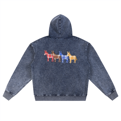 Snow Wash Oversized Zip-Up Hoodie